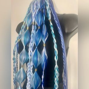 iHeartRaves Blue and White Braided Hair Extensions